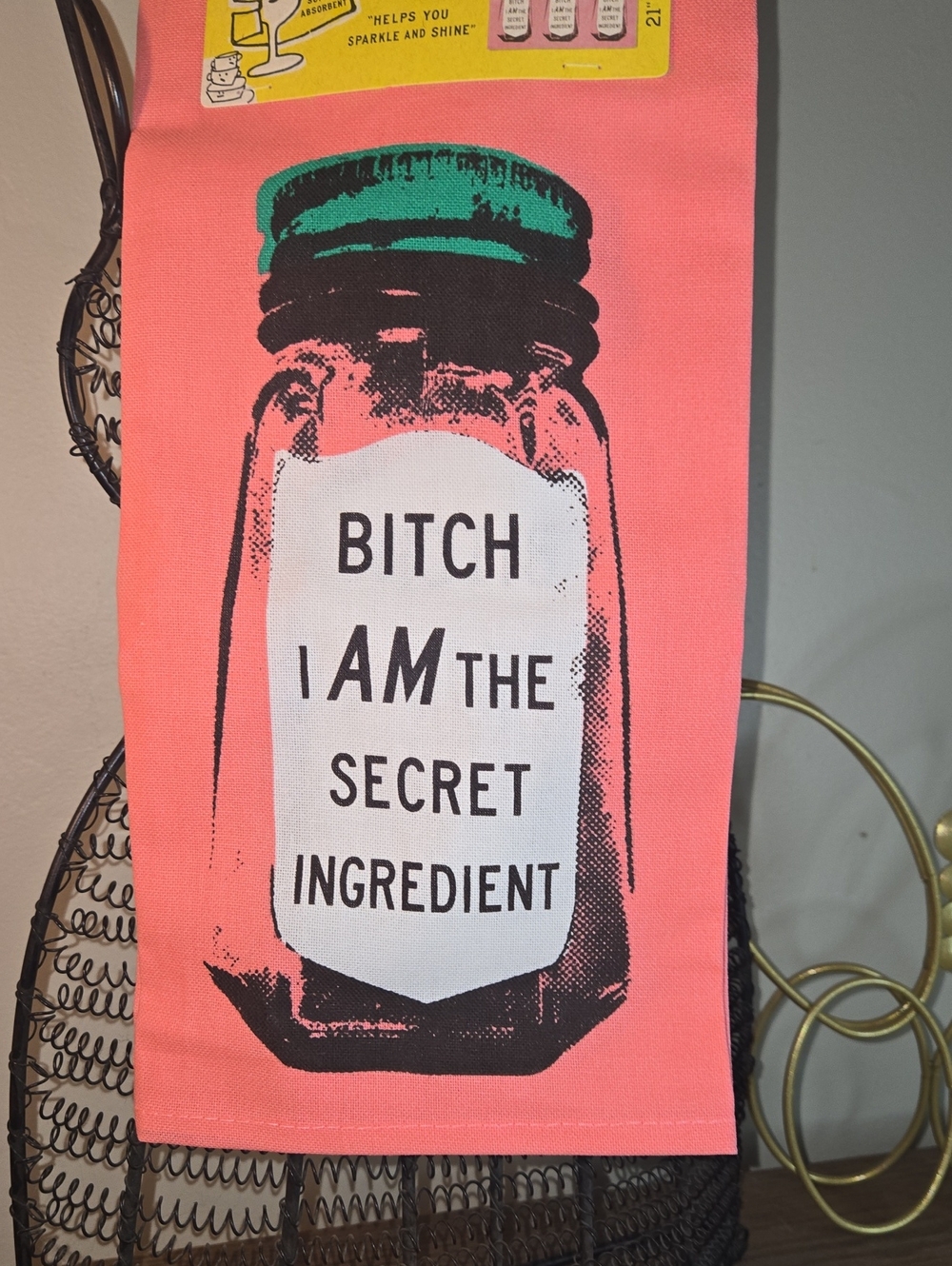 Coral Graphic Kitchen Towel - Humorous Secret Ingredient Design